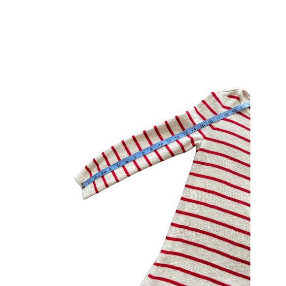 Madewell Seaside Side-Zip Red Cream Striped Cotton Crewneck Sweater Size XS - Picture 9 of 10